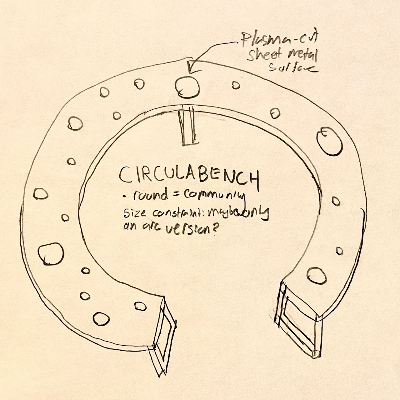 Circular bench draft design