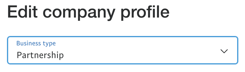 Business type changed to partnership in PayPal settings